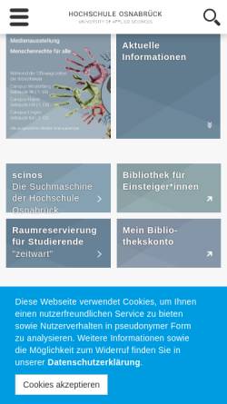 Vorschau der mobilen Webseite www.zewi.hs-osnabrueck.de, Bibliothek der Hochschule Osnabrück