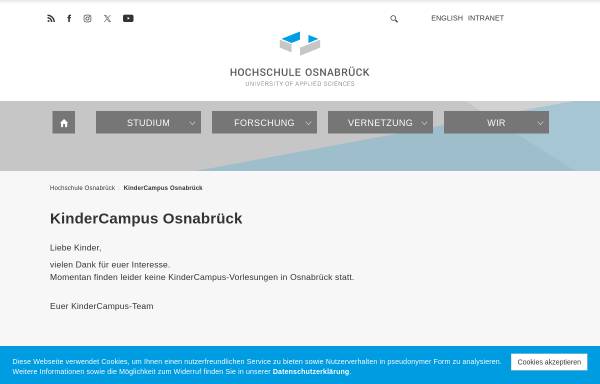 Vorschau von www.kindercampus-osnabrueck.de, Hochschule Osnabrück - Projekt KinderCampus