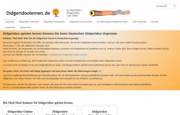 Vorschau von didgeridoolernen.de, Didgeridoo lernen mit Mad Matt