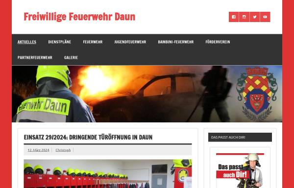 Vorschau von www.feuerwehr-daun.de, Freiwillige Feuerwehr der Stadt Daun