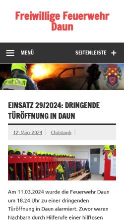 Vorschau der mobilen Webseite www.feuerwehr-daun.de, Freiwillige Feuerwehr der Stadt Daun