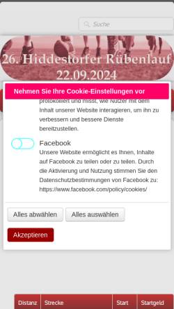 Vorschau der mobilen Webseite www.ruebenlauf.de, Rübenlauf des SVE Hiddestorf