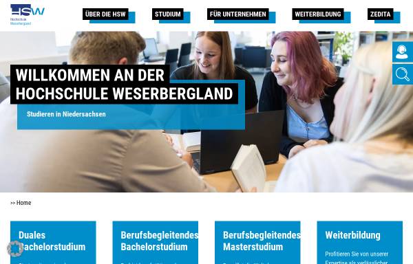 Vorschau von www.hsw-hameln.de, Hochschule Weserbergland