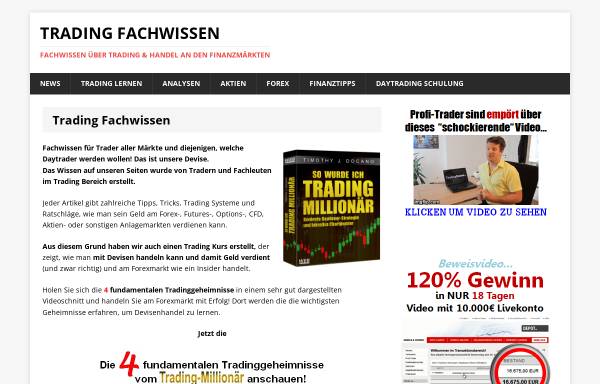 Trading Fachwissen Website von Frédéric Ebner