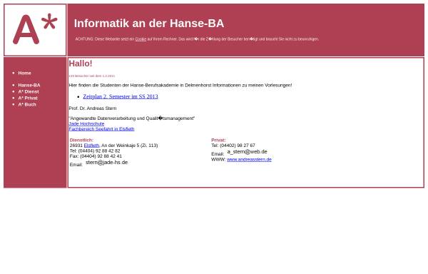 Vorschau von www.andreasstern.de, Prof. Dr. Andreas Stern, Informatik an der Hanse-BA