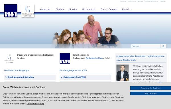 Vorschau von www.vwa-goettingen.de, Verwaltungs- und Wirtschafts-Akademie und Berufsakademie Göttingen