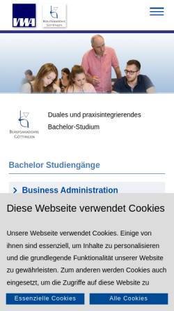 Vorschau der mobilen Webseite www.vwa-goettingen.de, Verwaltungs- und Wirtschafts-Akademie und Berufsakademie Göttingen