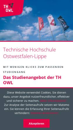 Vorschau der mobilen Webseite www.hs-owl.de, Hochschule Ostwestfalen-Lippe