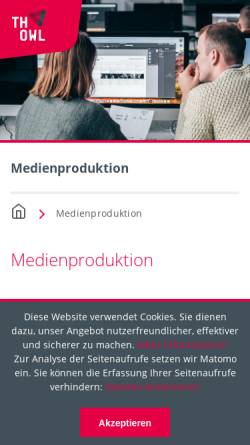 Vorschau der mobilen Webseite www.hs-owl.de, HS-OWL, Fachbereich Medienproduktion (FB2)