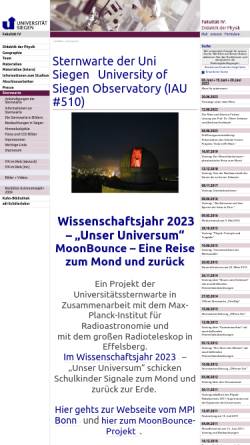 Vorschau der mobilen Webseite www.uni-siegen.de, Sternwarte der Uni Siegen