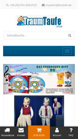Vorschau der mobilen Webseite www.babytraumwelt.de, Traumtaufe.de