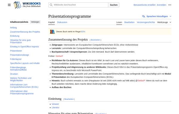 Vorschau von de.wikibooks.org, Präsentationsprogramme