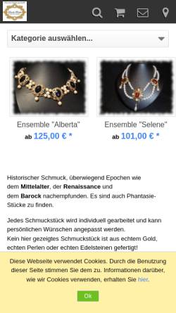 Vorschau der mobilen Webseite wieeintraumausgold.de, Daniela Pantke, Modeschmuckdesign