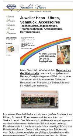 Vorschau der mobilen Webseite www.henn-schmuck.de, Juwelier Henn, Daniela Henn