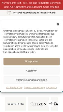 Vorschau der mobilen Webseite www.uhren-schmuck-online.de, Optik Uhren Wieland GmbH