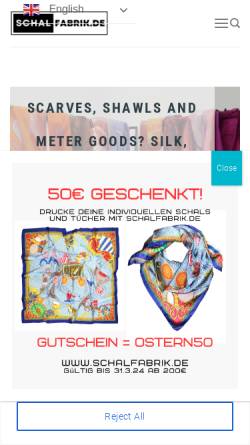 Vorschau der mobilen Webseite www.schalfabrik.de, Daus Modevertrieb
