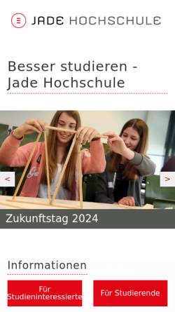 Vorschau der mobilen Webseite www.jade-hs.de, Jade Hochschule