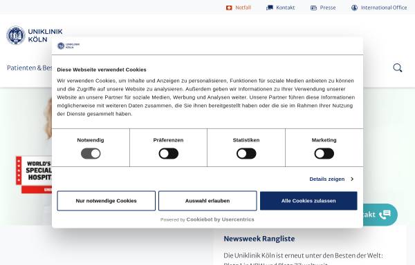 Vorschau von www.medizin.uni-koeln.de, Zentrum für Augenheilkunde