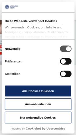 Vorschau der mobilen Webseite www.medizin.uni-koeln.de, Zentrum für Augenheilkunde