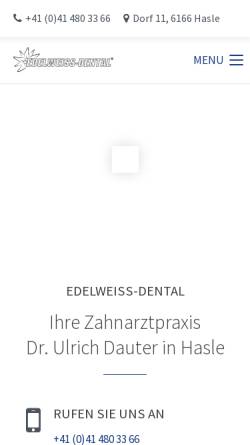 Vorschau der mobilen Webseite edelweiss-dental.ch, Zahnarztpraxis Dr. med. dent. Katrin Kalb