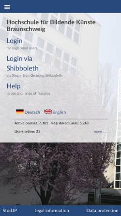 Vorschau der mobilen Webseite studip.hbk-bs.de, Stud.IP - Hochschule für Bildende Künste Braunschweig