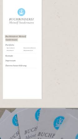 Vorschau der mobilen Webseite www.buchbinderei-sundermann.de, Buchbinderei Meinolf Sundermann, Inh. Brigitta Sundermann-Spies