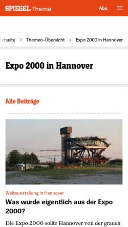 Vorschau der mobilen Webseite www.spiegel.de, Expo 2000 in Hannover - Spiegel online