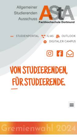 Vorschau der mobilen Webseite www.studierbar.de, AStA der Fachhochschule Dortmund