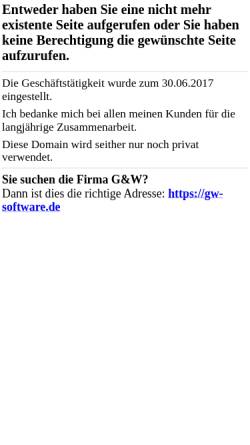 Vorschau der mobilen Webseite www.gwsoftware.de, Gert Wietzorek Software