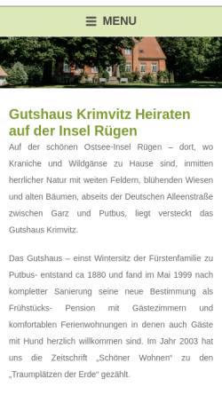 Vorschau der mobilen Webseite www.krimvitz.de, Gutshaus Krimvitz