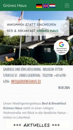 Vorschau der mobilen Webseite www.gruenes-haus.eu, Bed & Breakfast Grünes Haus