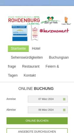 Vorschau der mobilen Webseite www.hotel-rohdenburg.de, Hotel Restaurant Rohdenburg