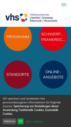 Vorschau der mobilen Webseite www.vhs-lilienthal.de, Volkshochschule Lilienthal