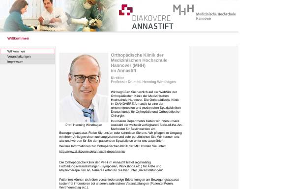 Vorschau von www.orthopaedie-mhh.de, MHH - Orthopädische Klinik