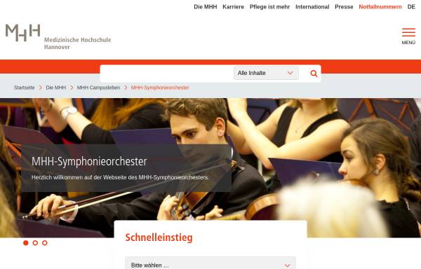 Vorschau von www.mhh-orchester.de, Symphonieorchester der Medizinischen Hochschule Hannover
