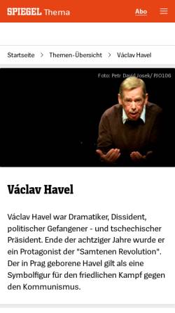 Vorschau der mobilen Webseite www.spiegel.de, Spiegel Online: Václav Havel