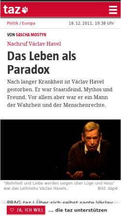 Vorschau der mobilen Webseite taz.de, Das Leben als Paradox