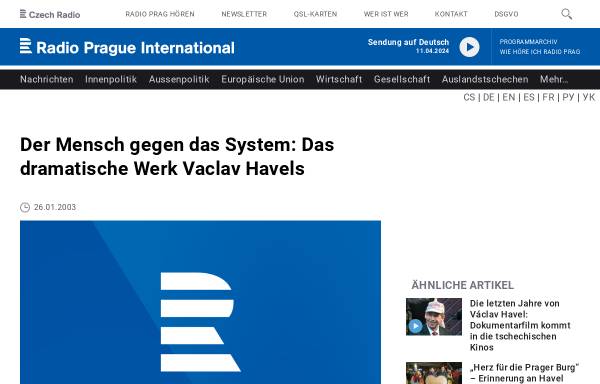 Vorschau von www.radio.cz, Der Mensch gegen das System: Das dramatische Werk Vaclav Havels