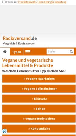 Vorschau der mobilen Webseite radixversand.de, Radix, Stefanie Haupt