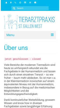 Vorschau der mobilen Webseite www.tierarzt-sg-west.ch, Tierarztpraxis St.Gallen West