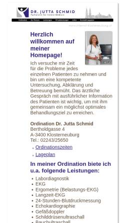 Vorschau der mobilen Webseite www.internist-klosterneuburg.at, Schmid, Dr. Jutta