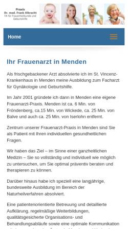 Vorschau der mobilen Webseite www.frauenarzt-menden.de, Albrecht, Dr. med. Frank