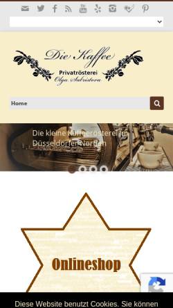 Vorschau der mobilen Webseite die-kaffee.de, Die Kaffee Privatrösterei Olga Sabristova