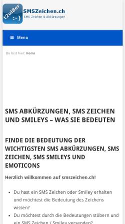 Vorschau der mobilen Webseite www.smszeichen.ch, SMSZeichen.ch