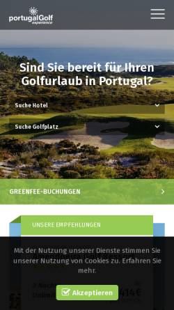 Vorschau der mobilen Webseite www.portugalgolf.de, Portugal Golf Experience