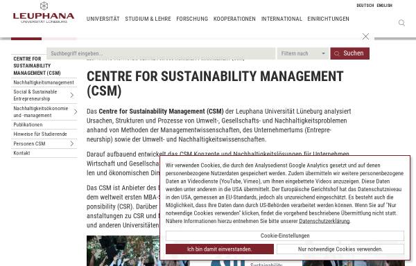 Vorschau von www.leuphana.de, Centre for Sustainability Management (CSM)