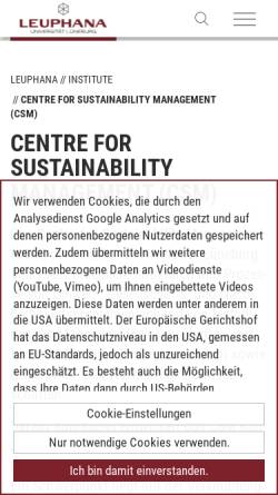 Vorschau der mobilen Webseite www.leuphana.de, Centre for Sustainability Management (CSM)