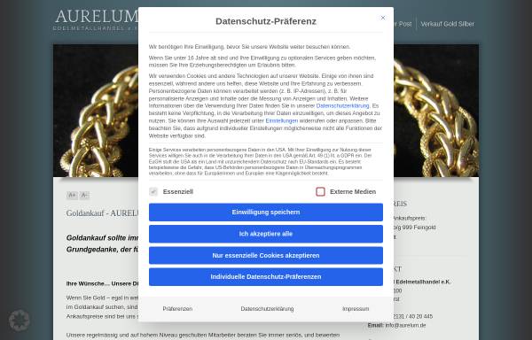 Vorschau von goldankauf-aurelum.de, AURELUM Edelmetallhandel e.K.