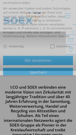 Vorschau der mobilen Webseite www.soex.de, SOEX Textil-Vermarktungs GmbH