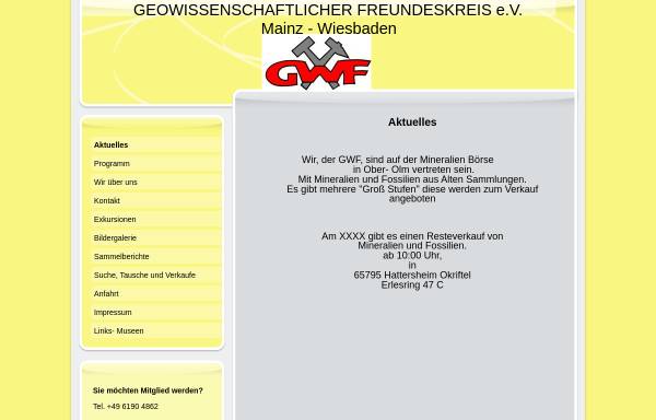 Vorschau von www.gwf-mainz-kastel.de, Geowissenschaftlicher Freundeskreis e.V. Mainz - Wiesbaden
